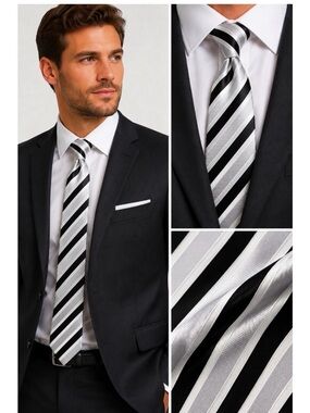 KENNETH ROBERTS Striped Silk Mens Tie NEW!